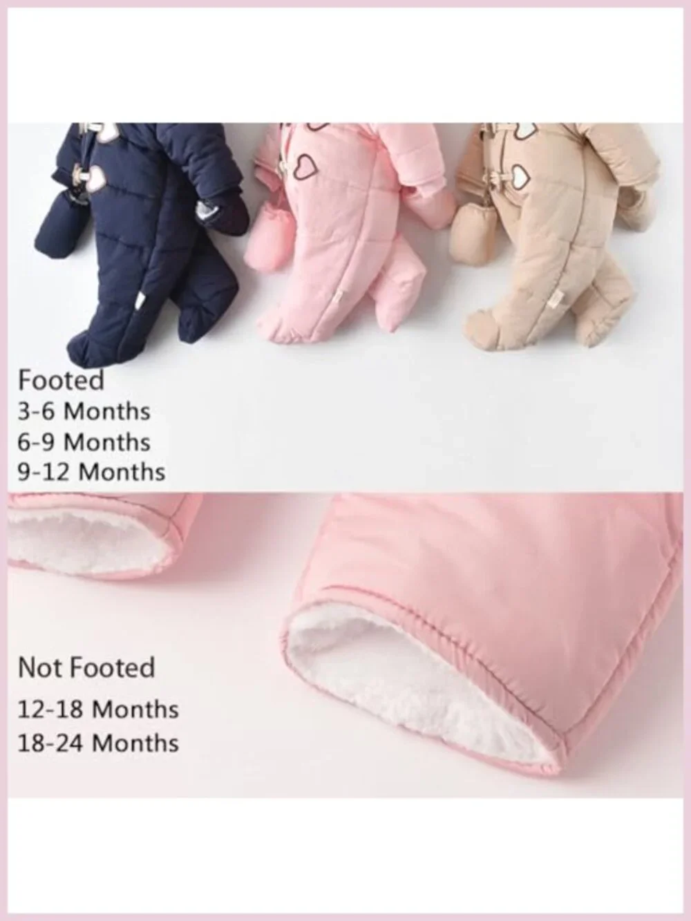 Unisex Baby Snowsuit Footed Winter Warm Hooded Snow Wear